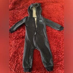 Carter’s Zip Up Hooded Sleep & Play Navy with Blue Stripes 12M
